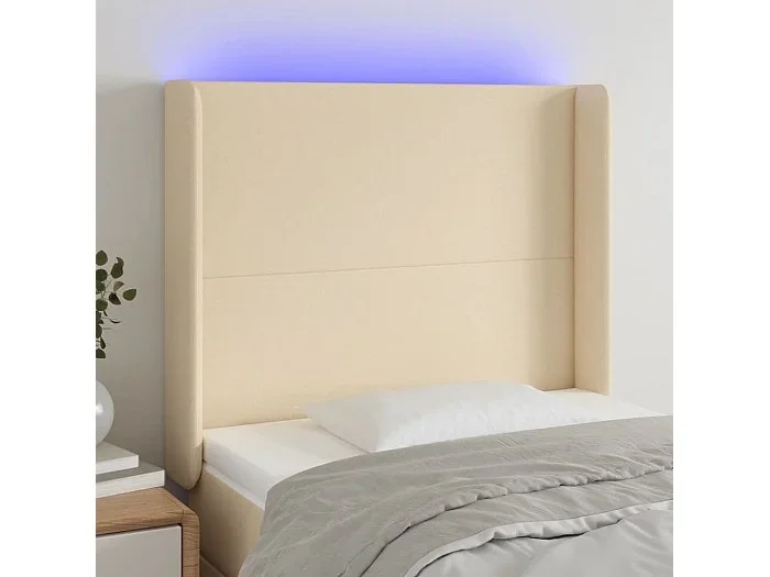 Cabecero LED Crema 93x16x118/128 cm Tela