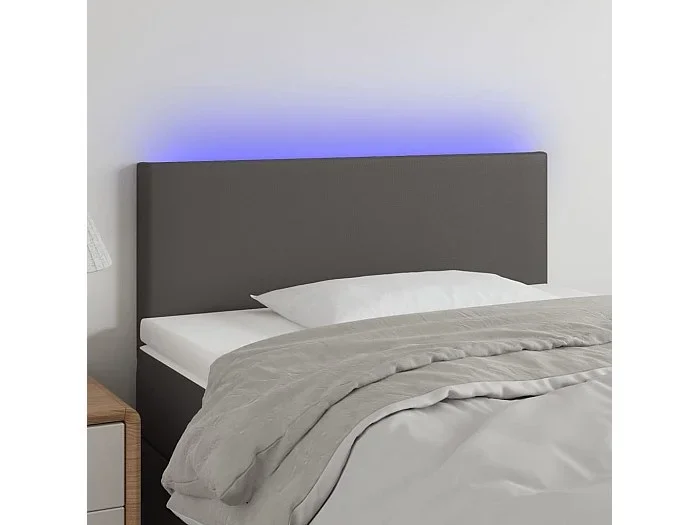 Cabecero LED Gris 90x5x78/88 cm Piel Sintética