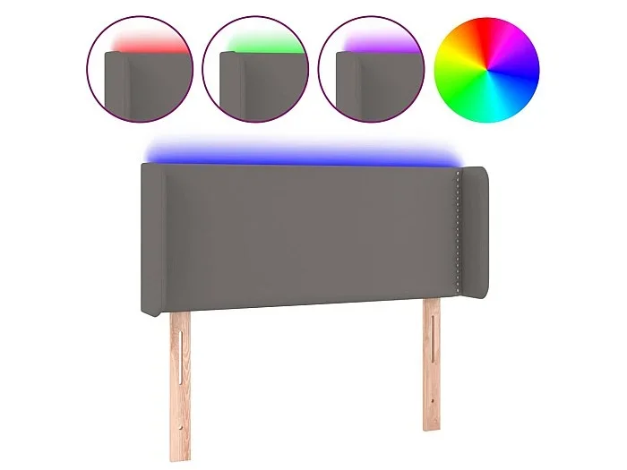 Cabecero LED Gris 93x16x78/88 cm Polipiel