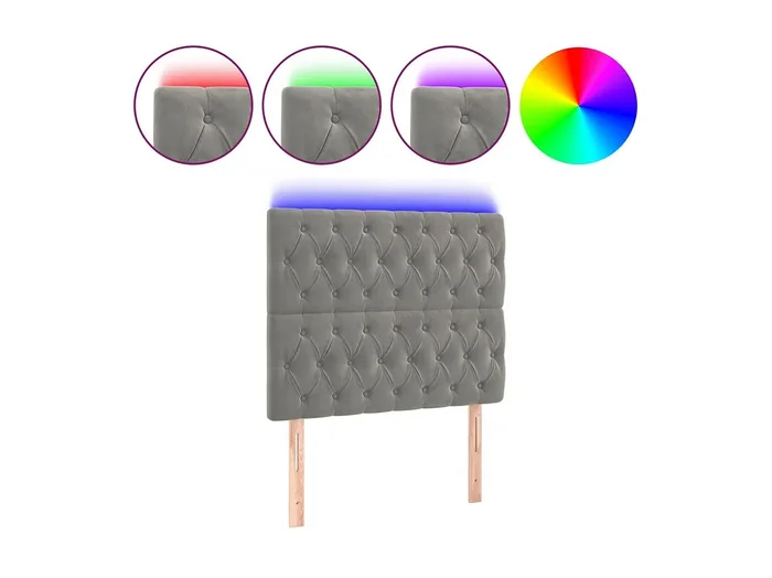 Cabecero LED gris claro 100x7x118/128 cm Terciopelo