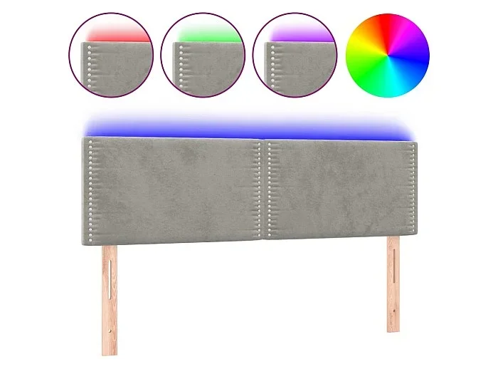 Cabecero LED gris claro 144x5x78/88 cm Terciopelo