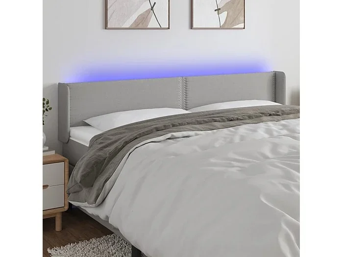 Cabecero LED Gris claro 203x16x78/88 cm Tela