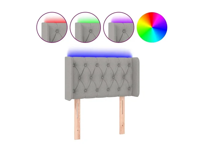Cabecero LED Gris claro 83x16x78/88 cm Tela