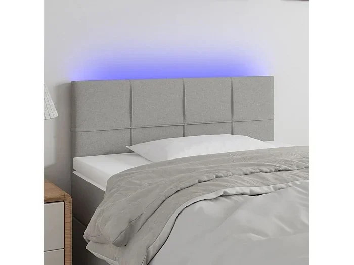 Cabecero LED Gris claro 90x5x78/88 cm Tela
