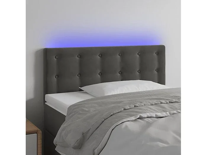 Cabecero LED Gris Oscuro 100x5x78/88 cm Terciopelo