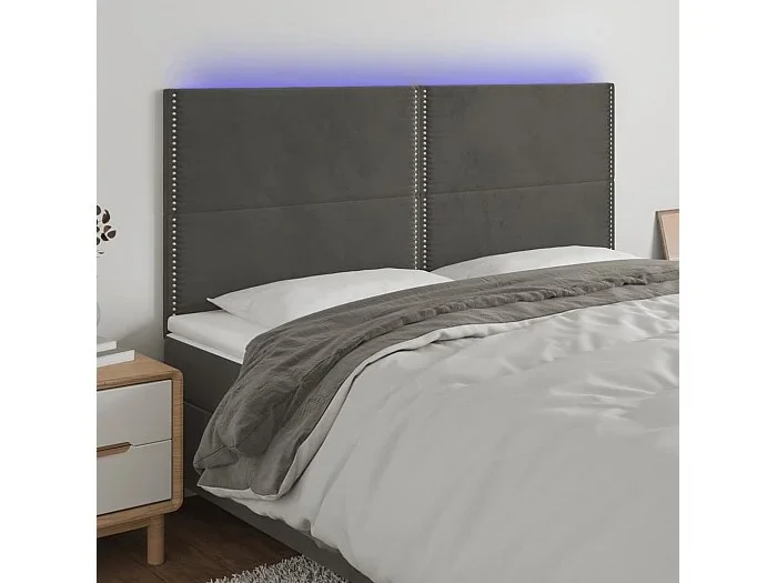 Cabecero LED Gris Oscuro 160x5x118/128 cm Terciopelo