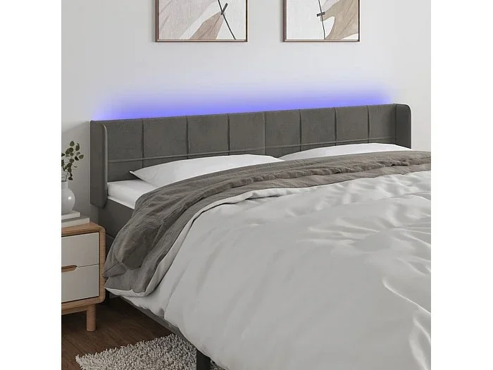 Cabecero LED Gris Oscuro 203x16x78/88 cm Terciopelo