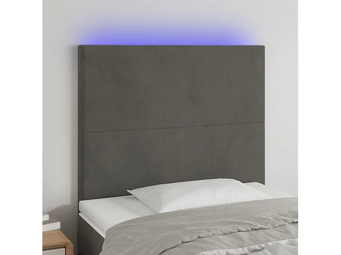 Cabecero LED Gris Oscuro 80x5x118/128 cm Terciopelo