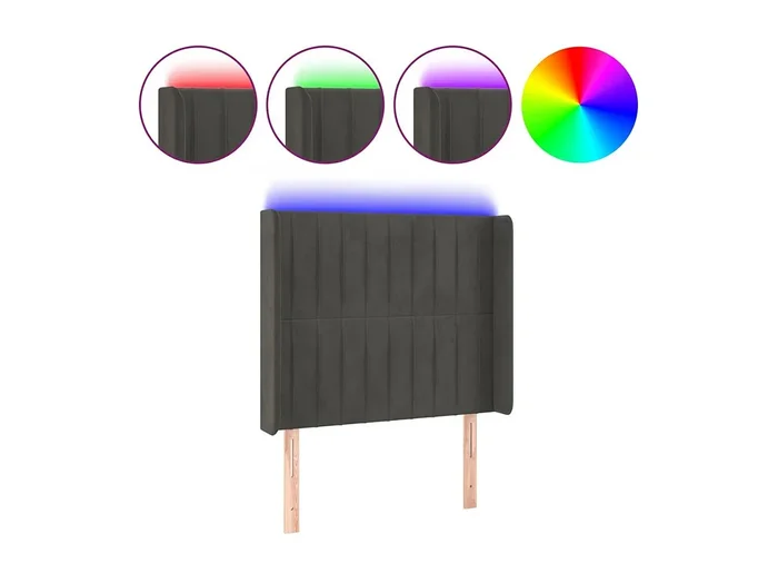 Cabecero LED Gris oscuro 83x16x118/128 cm Terciopelo