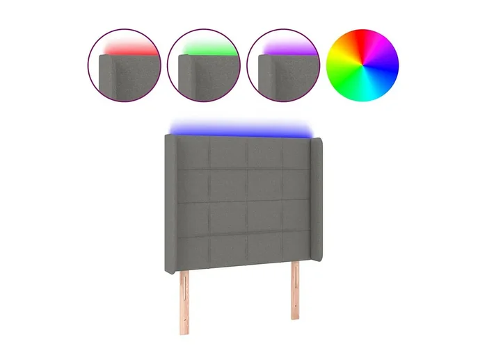 Cabecero LED Gris oscuro 93x16x118/128 cm Tela