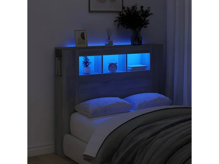 Cabecero LED madera ingeniería gris Sonoma 120×18,5×103,5 cm