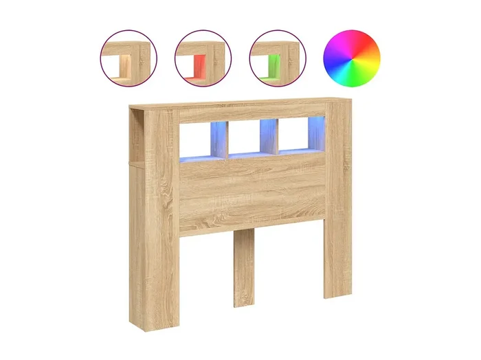 Cabecero LED madera ingeniería roble Sonoma 120×18,5×103,5 cm ES49750