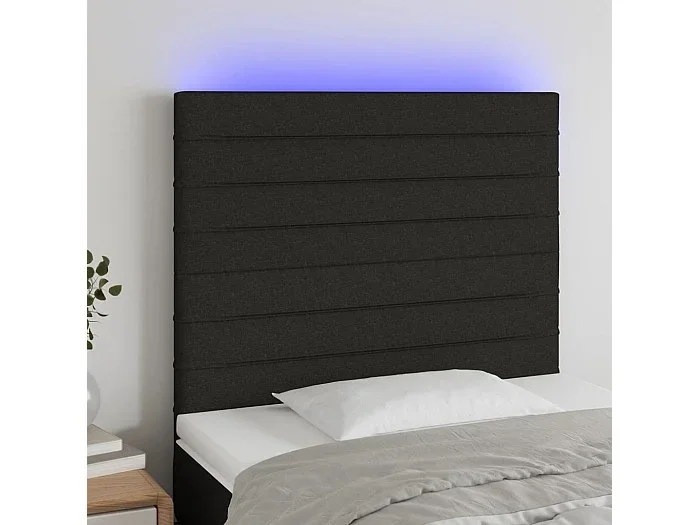 Cabecero LED Negro 100x5x118/128 cm Tela