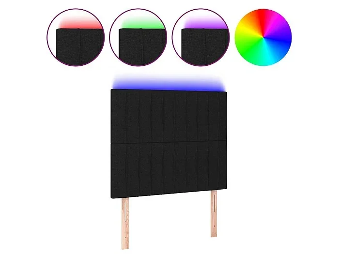 Cabecero LED Negro 100x5x118/128 cm Tela