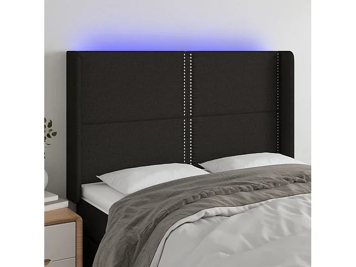 Cabecero LED Negro 147x16x118/128 cm Tela