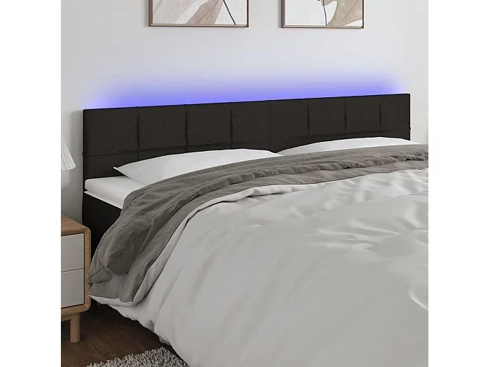 Cabecero LED Negro 160x5x78/88 cm Tela