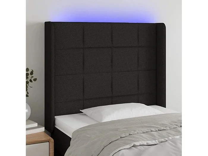 Cabecero LED Negro 83x16x118/128 cm Tela