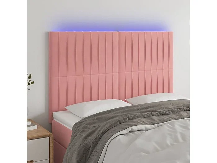 Cabecero LED Rosa 144x5x118/128 cm Terciopelo