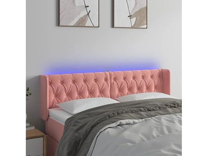 Cabecero LED Rosa 147x16x78/88 cm Terciopelo