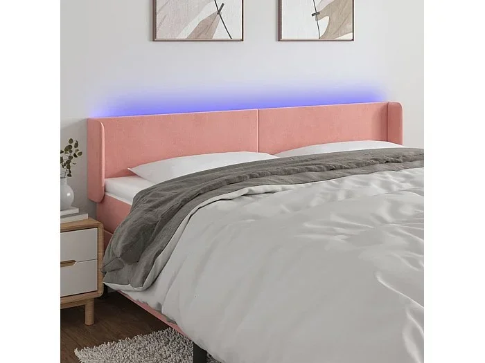 Cabecero LED Rosa 203x16x78/88 cm Terciopelo