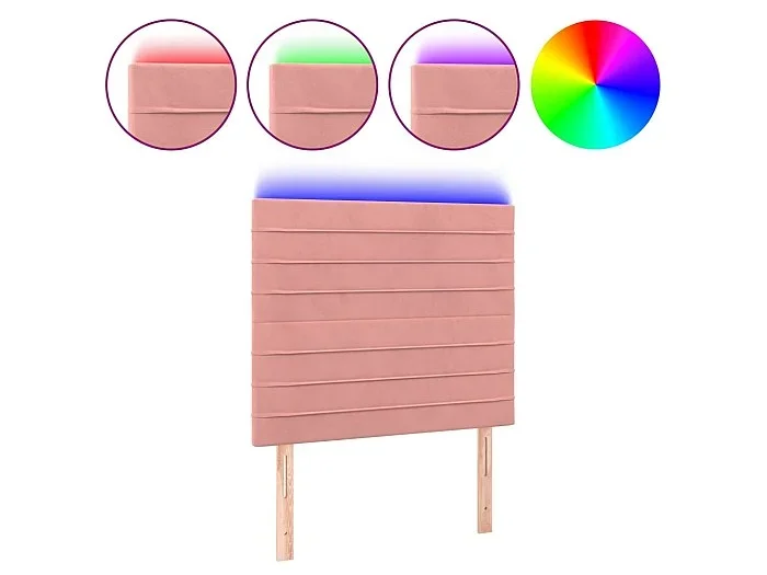Cabecero LED Rosa 80x5x118/128 cm Terciopelo