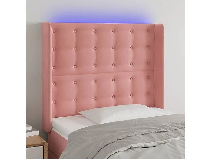 Cabecero LED Rosa Terciopelo 83x16x118/128 cm