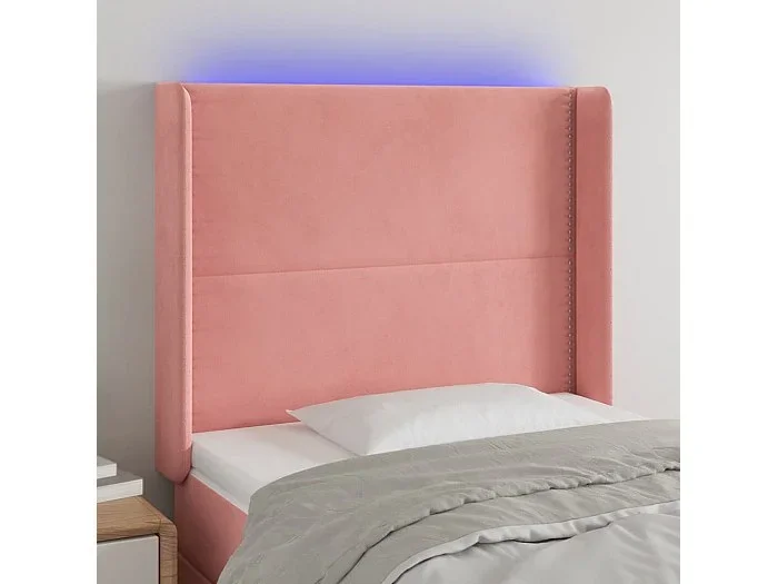 Cabecero LED Rosa Terciopelo 93x16x118/128 cm