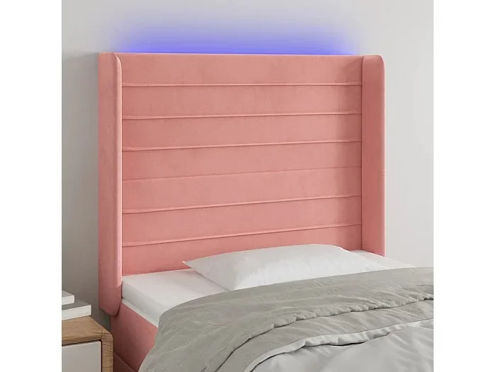 Cabecero LED Rosa Terciopelo 93x16x118/128 cm