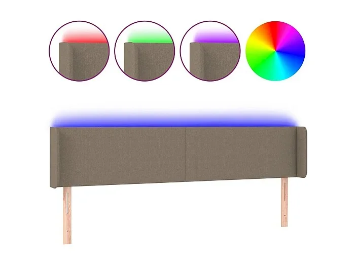 Cabecero LED Taupe 183x16x78/88 cm Tela