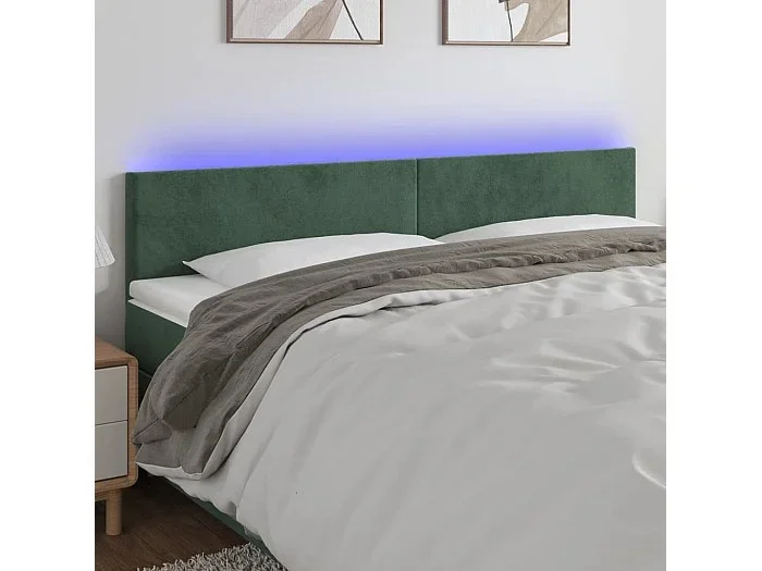 Cabecero LED Verde Oscuro 180x5x78/88 cm Terciopelo