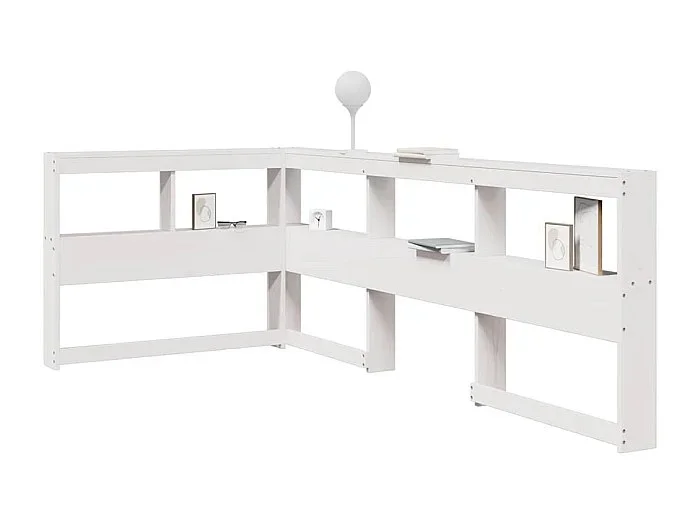 Cabecero librería en forma L madera maciza pino blanco 75 cm