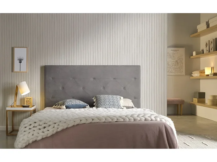 Cabecero Zafiro para Cama de 135 de Tela Gris 154x115x8..
