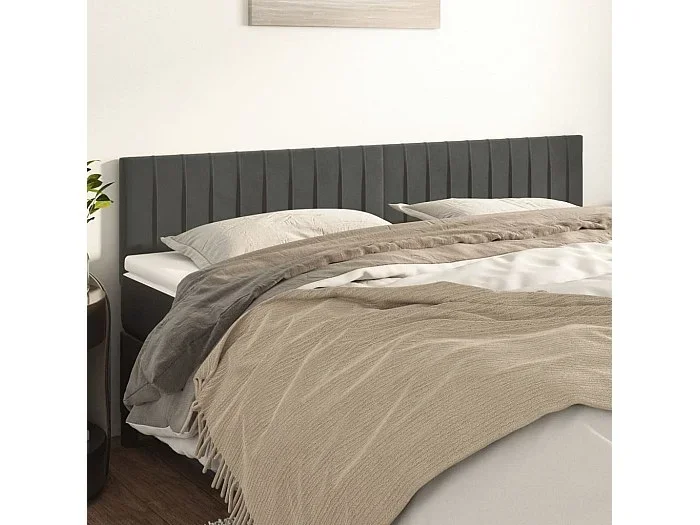 Cabeceros 2 piezas Gris Oscuro 90x5x78/88 cm Terciopelo