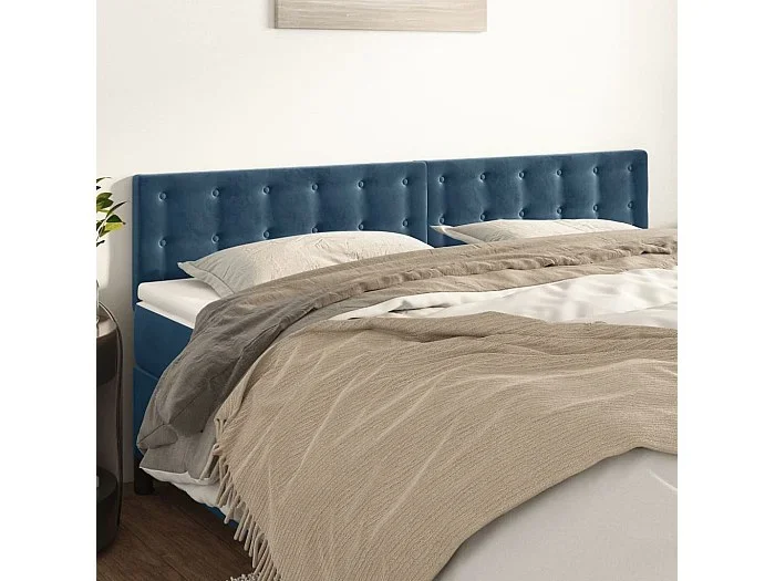 Cabeceros 2 uds Azul Oscuro 80x5x78/88 cm Terciopelo
