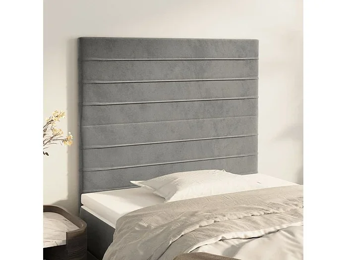 Cabeceros 2 uds Gris Claro 80x5x78/88 cm Terciopelo