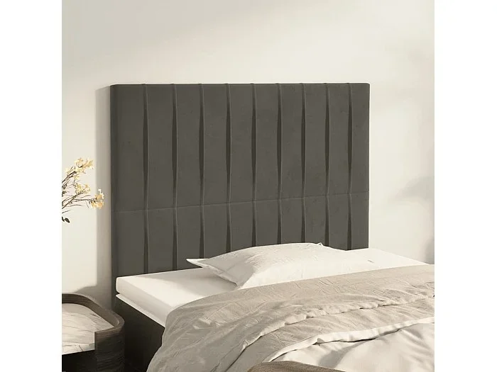 Cabeceros 2 uds Gris Oscuro 80x5x78/88 cm Terciopelo