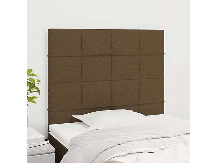 Cabeceros 2 uds Marrón Oscuro 90x5x78/88 cm Tela