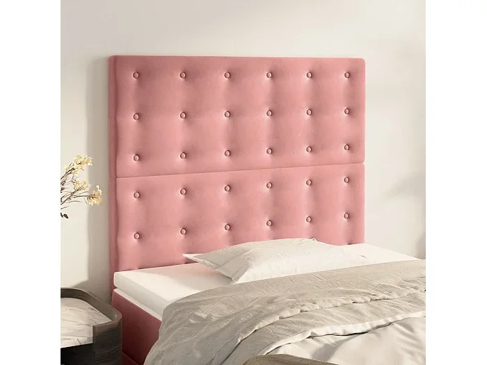 Cabeceros 2 uds Rosa 90x5x78/88 cm Terciopelo