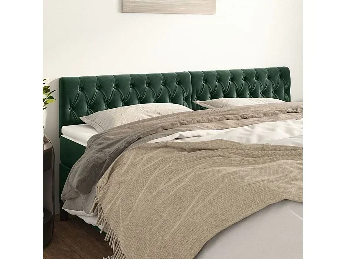 Cabeceros 2 uds Verde Oscuro 90x7x78/88 cm Terciopelo