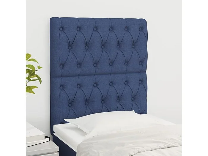 Cabeceros 2 unidades de tela azul 80x7x78/88 cm