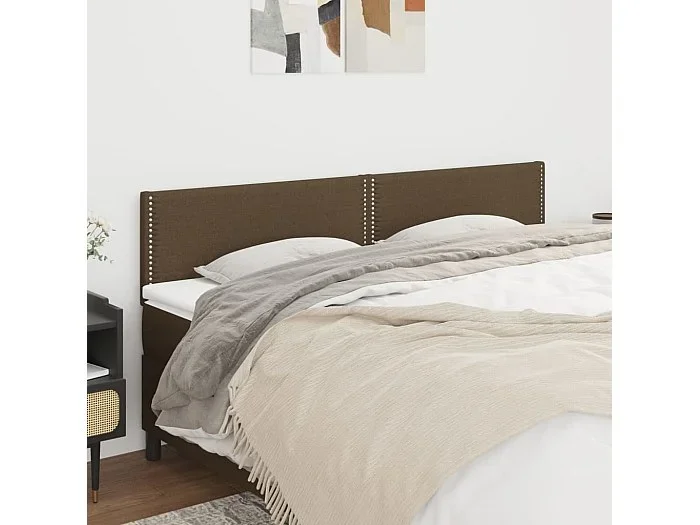Cabeceros 2 unidades de tela marrón oscuro 90x5x78/88 cm ES15072