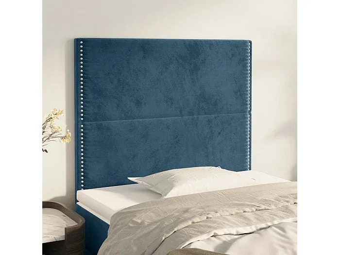 Cabeceros 2 unidades de terciopelo azul oscuro 80x5x78/88 cm ES20221