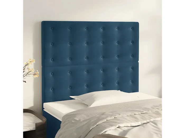 Cabeceros 2 unidades de terciopelo azul oscuro 90x5x78/88 cm
