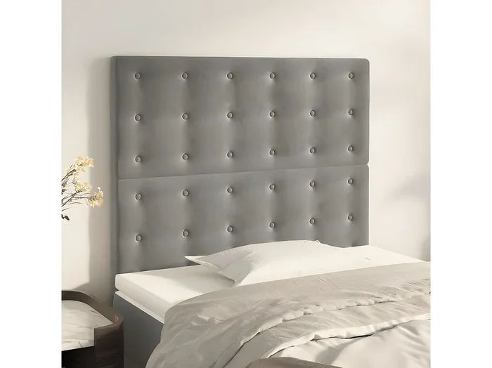 Cabeceros 2 unidades de terciopelo gris claro 90x5x78/88 cm