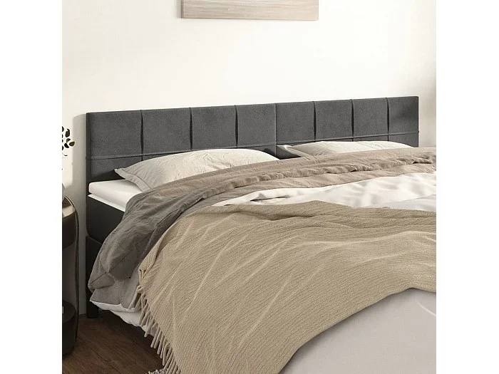 Cabeceros 2 unidades de terciopelo gris oscuro 100x5x78/88 cm