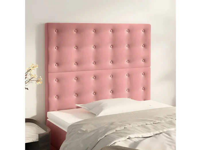 Cabeceros 2 unidades de terciopelo rosa 100x5x78/88 cm