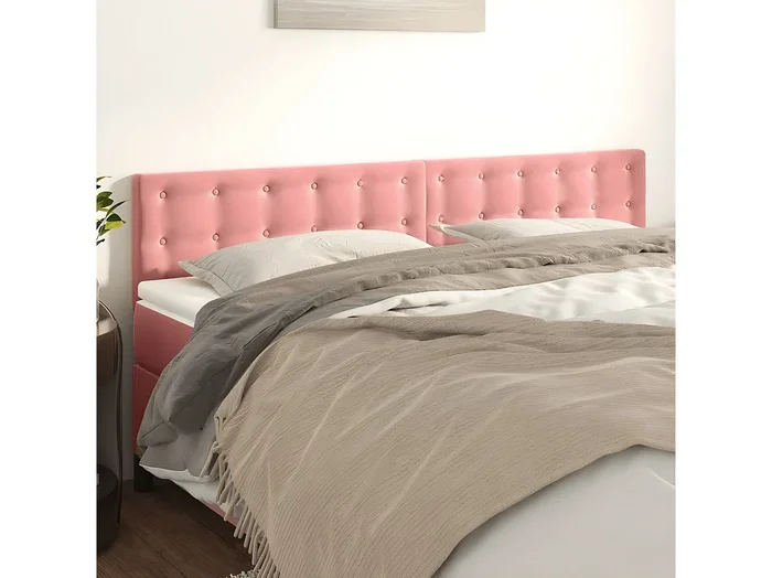Cabeceros 2 unidades de terciopelo rosa 90x5x78/88 cm