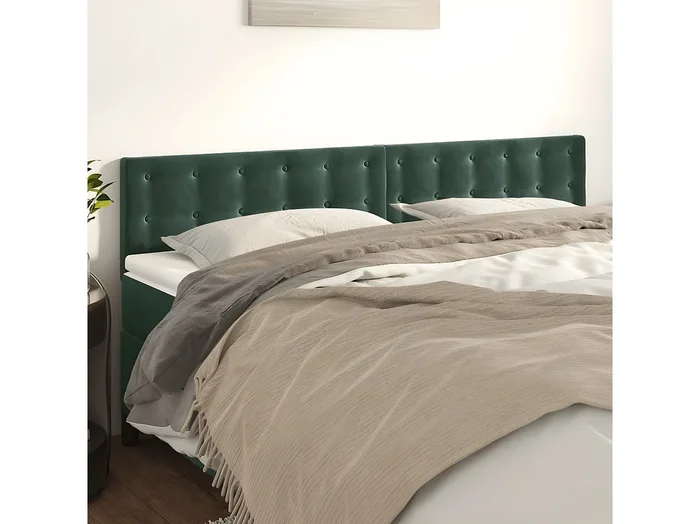 Cabeceros 2 unidades de terciopelo verde oscuro 100x5x78/88 cm