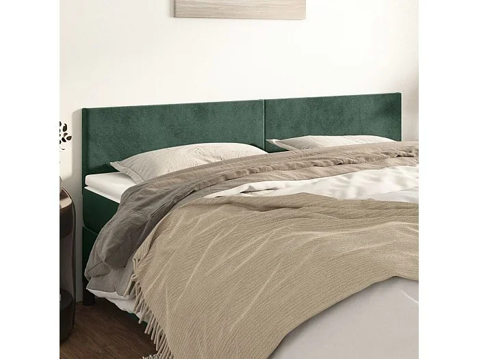 Cabeceros 2 unidades de terciopelo verde oscuro 90x5x78/88 cm