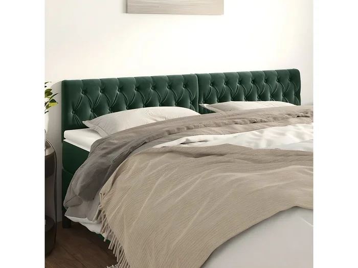 Cabeceros 2 unidades de terciopelo verde oscuro 90x7x78/88 cm ES15970